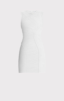 Ruched Mesh Mini Dress | Alabaster