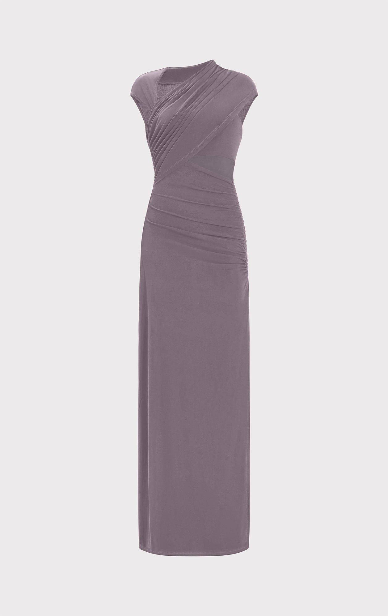 Ruched Matte Jersey S/L Draped Gown | Iron