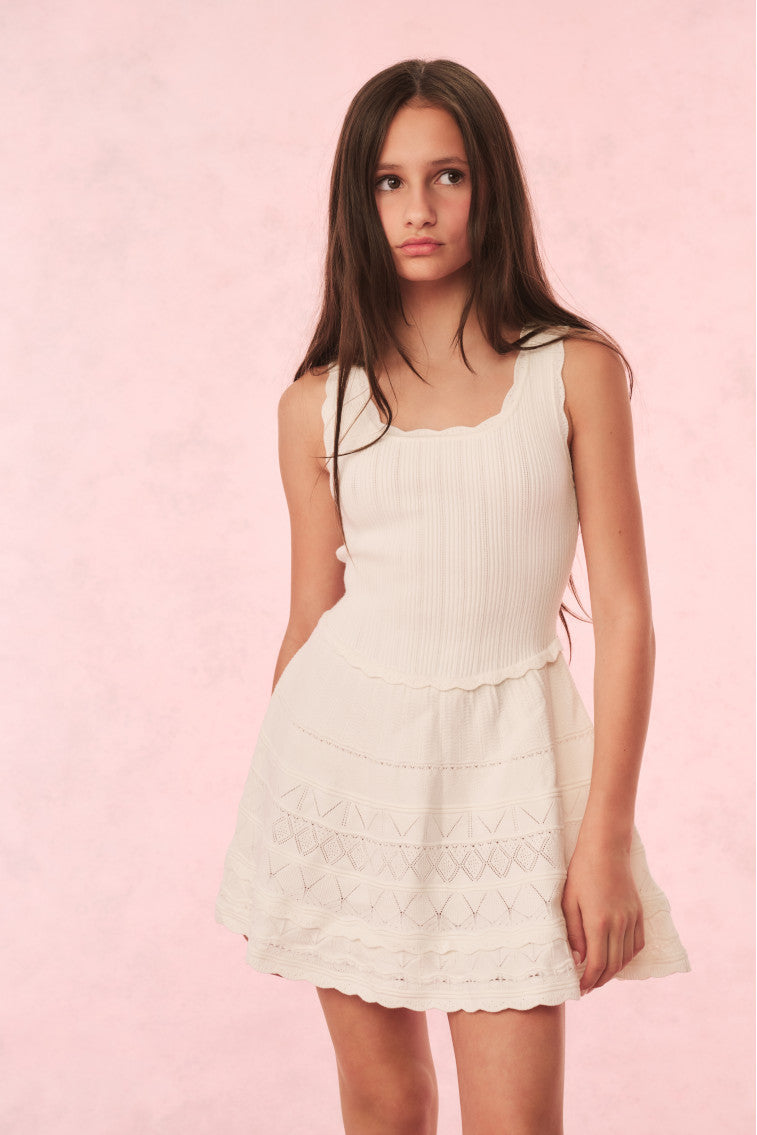 Girls Ronellia Knit Mini Dress | Ivory