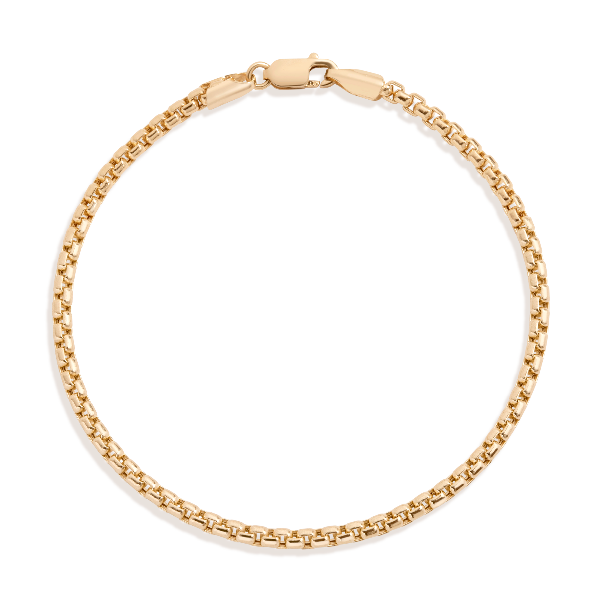 Round Box Chain Bracelet Vermeil 14k Yellow Gold 6in 6.5in 7in 7.5in First