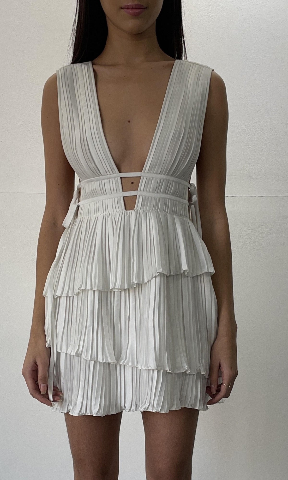 Womens | Bree Viscose Satin Short Dress | White