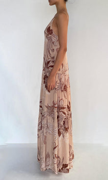 Rococo Sand | Cali Viscose Natural Crepe Maxi Dress | Beige Brown