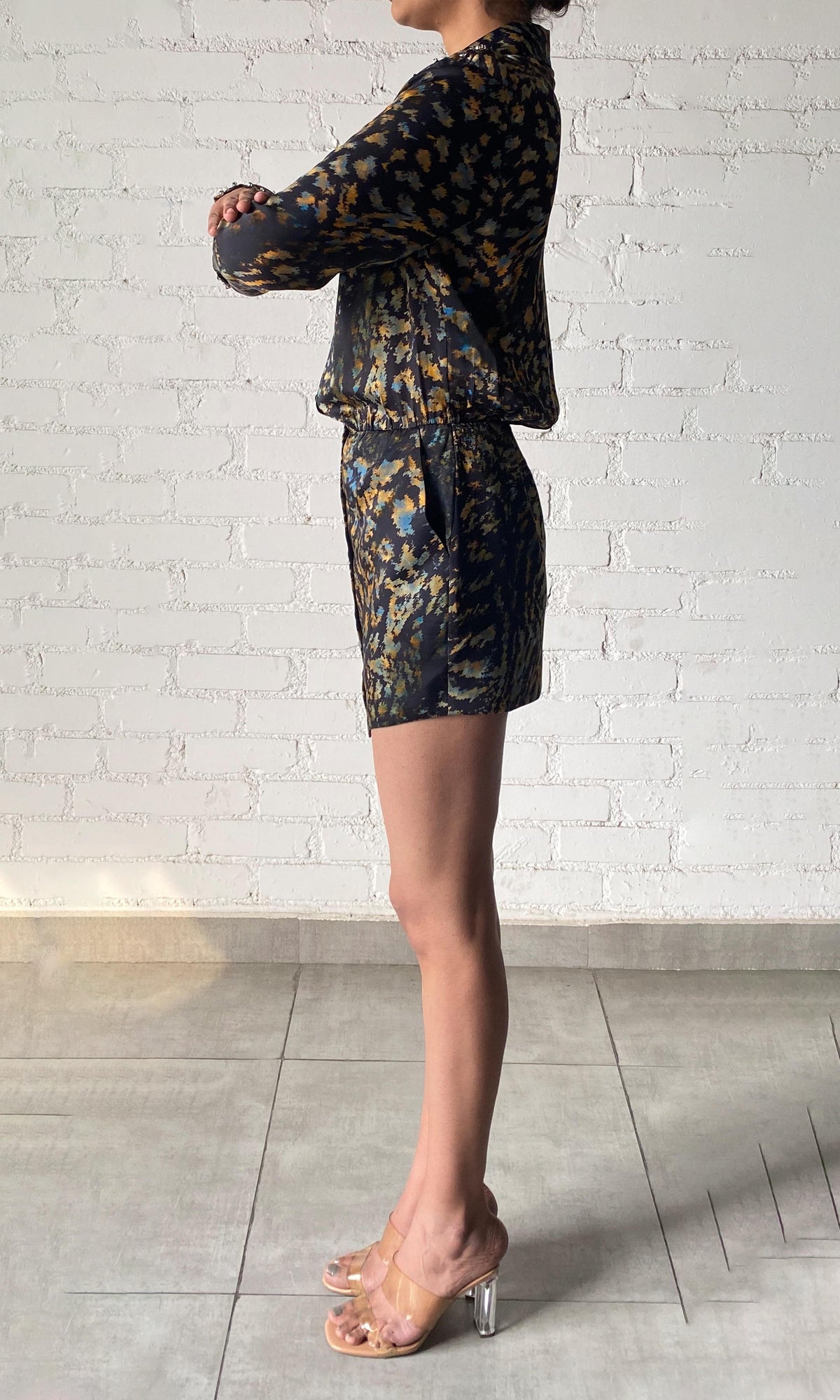 Womens | Capri Viscose Satin Short Dress | Black Blue