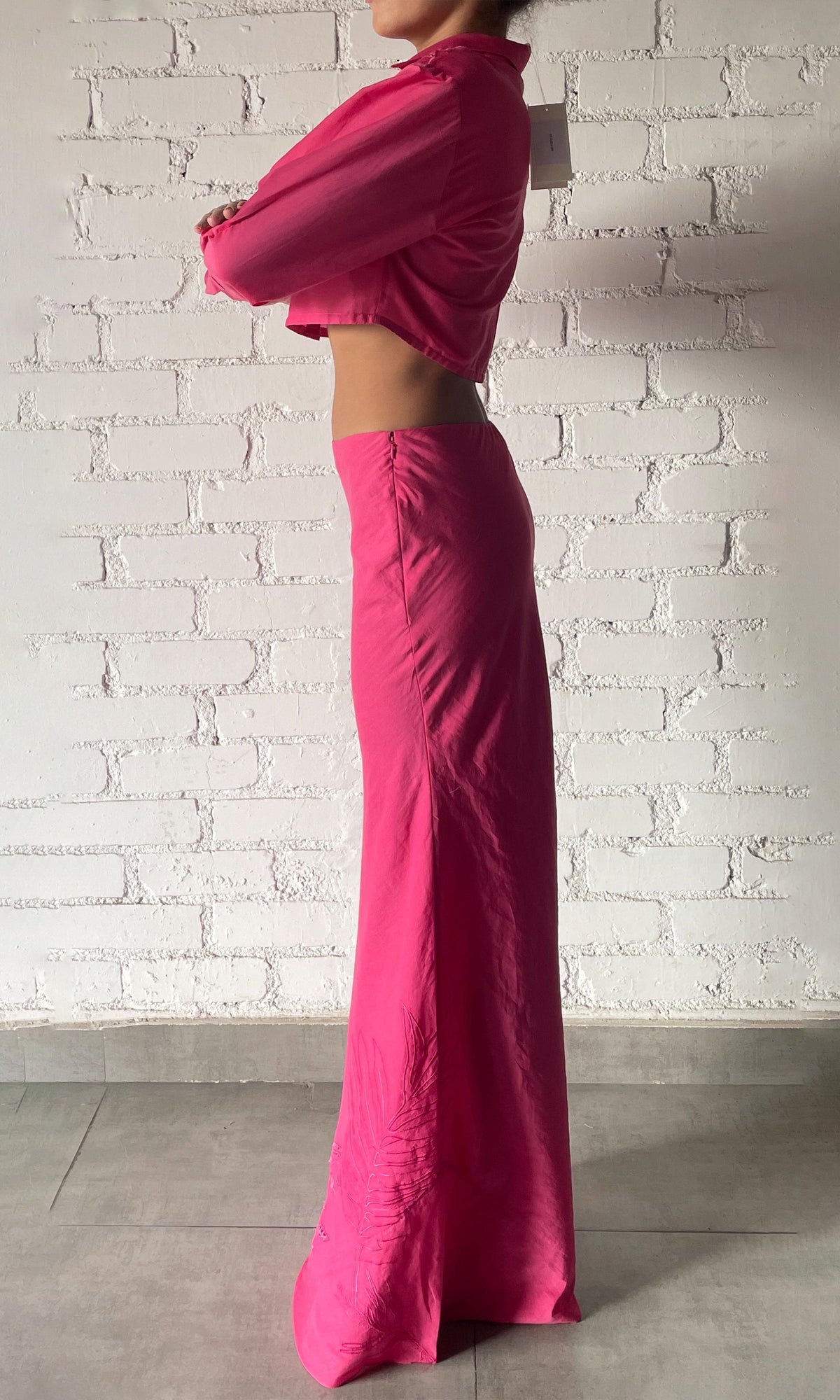 Womens | Cleo Cotton Silk Long Skirt | Pink