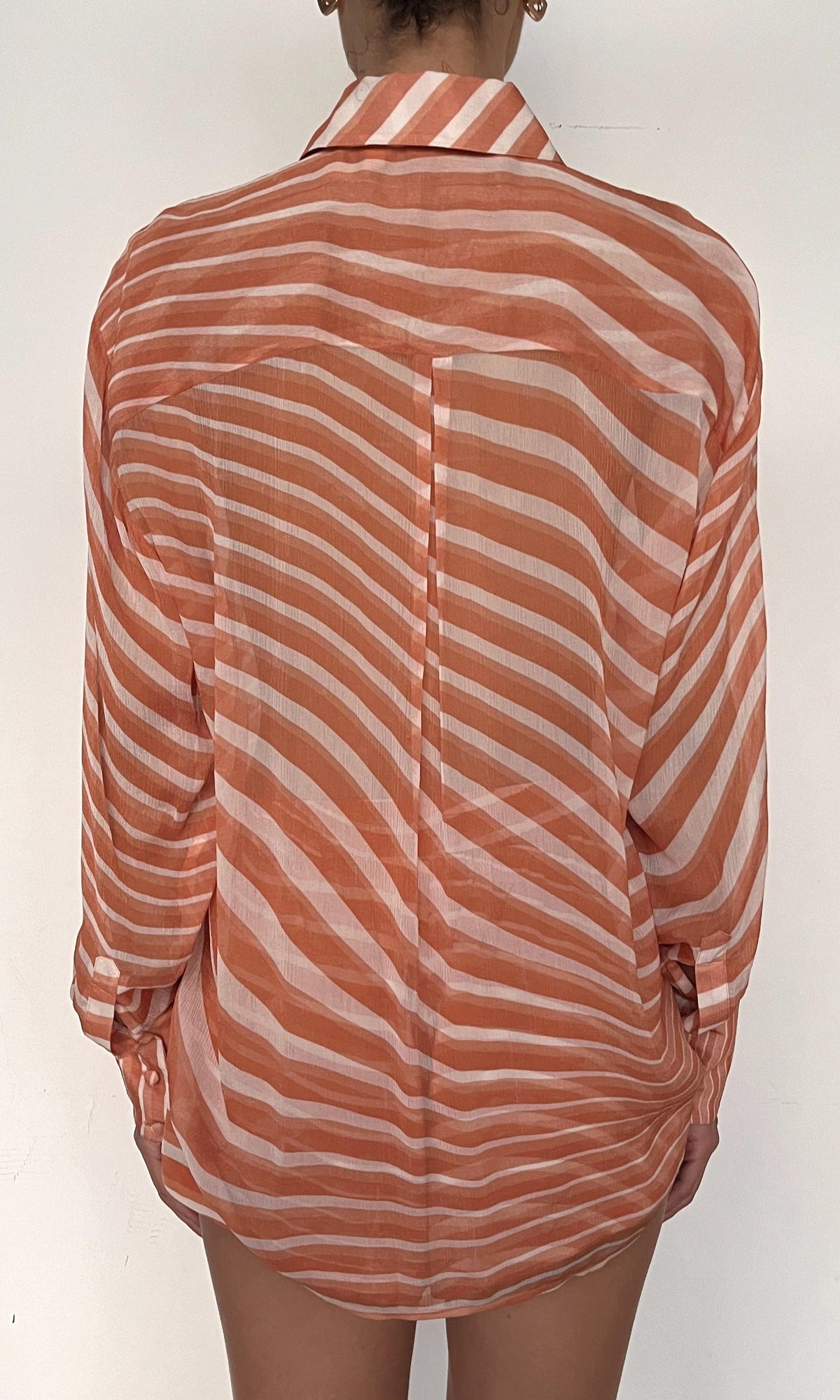 Womens | Czar Heavy Viscose Crinkle Chiffon Shirt | Off-White Brown