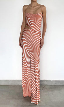 Womens | Czar Polyester Satin Lycra Maxi Skirt | Off-White Brown