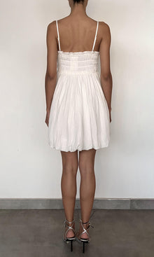 Rococo Sand | Eli Cotton Double Cloth Gauze Mini Dress With Smocking | White