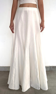Womens | Eli Thin Linen Cotton Panelled Maxi Skirt | White