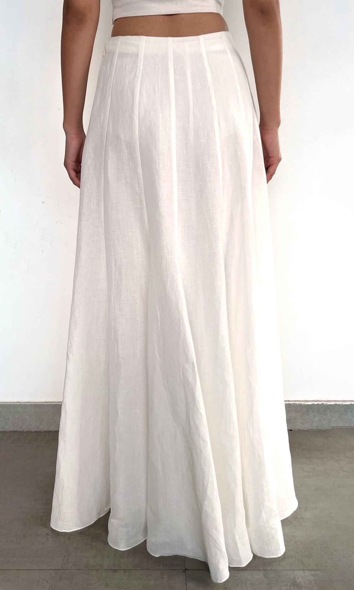 Womens | Eli Thin Linen Cotton Panelled Maxi Skirt | White