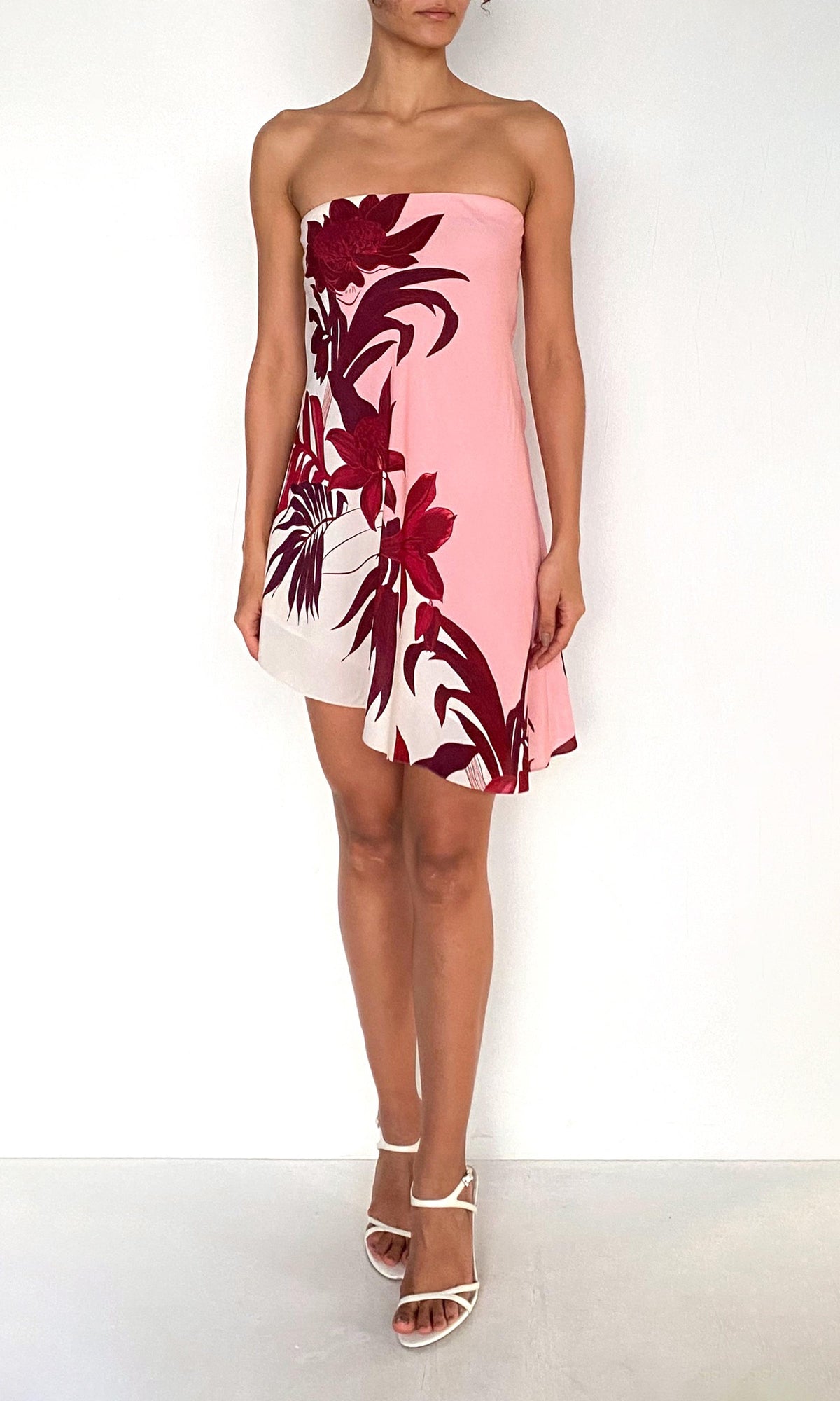 Womens | Eve Viscose Heavy Crepe Mini Dress | Pink Burgundy
