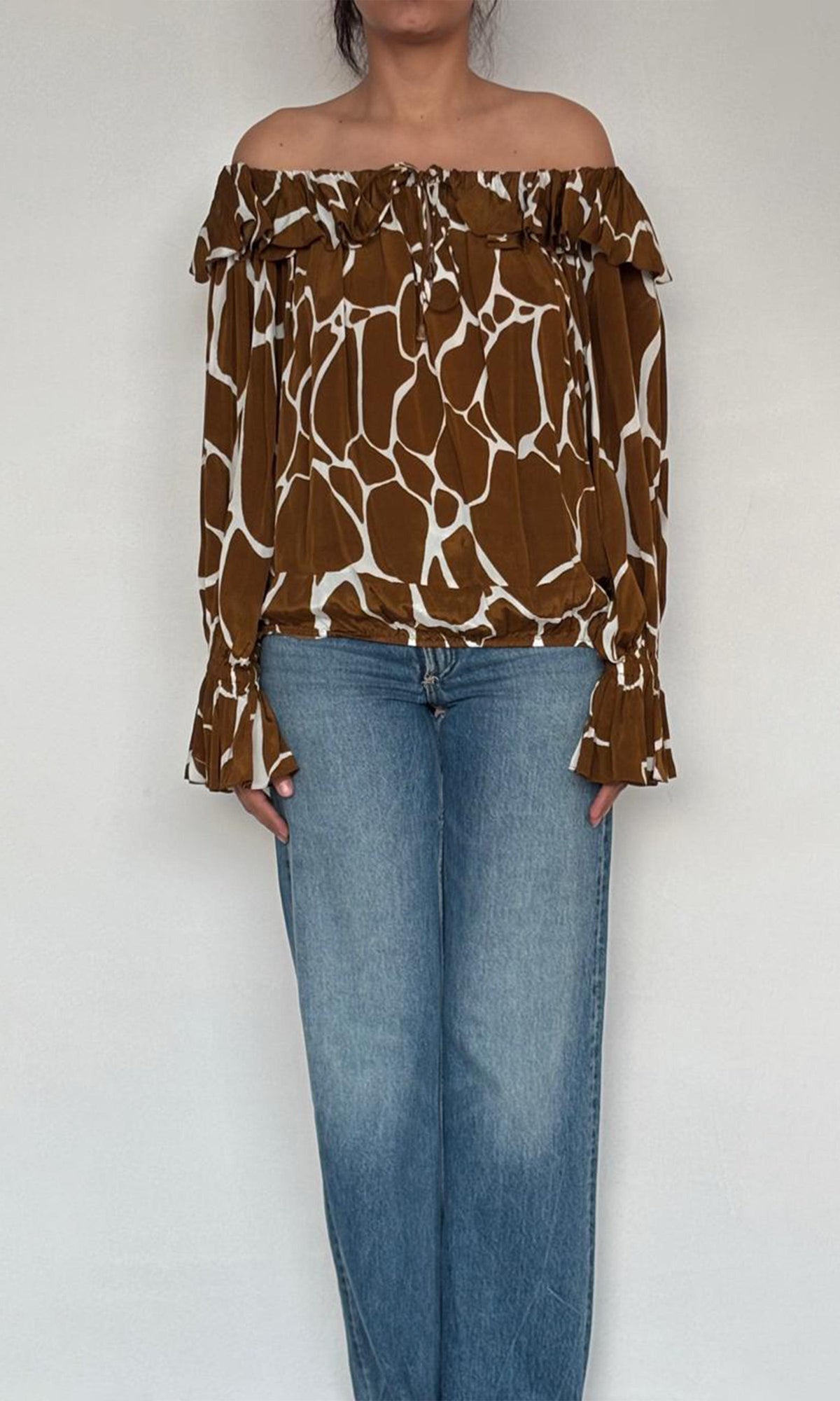 Womens | Fia Viscose Crepe Top | Brown