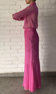 Womens | Inv Viscose Crinkle Georgtte Long Skirt | Pink
