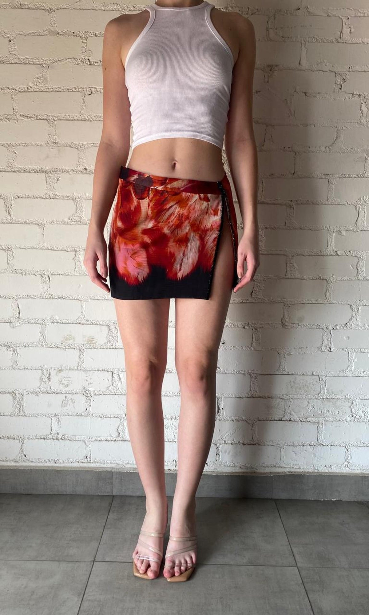 Womens | Inv Polyester Heavy Crepe Short Skirt | Black Print