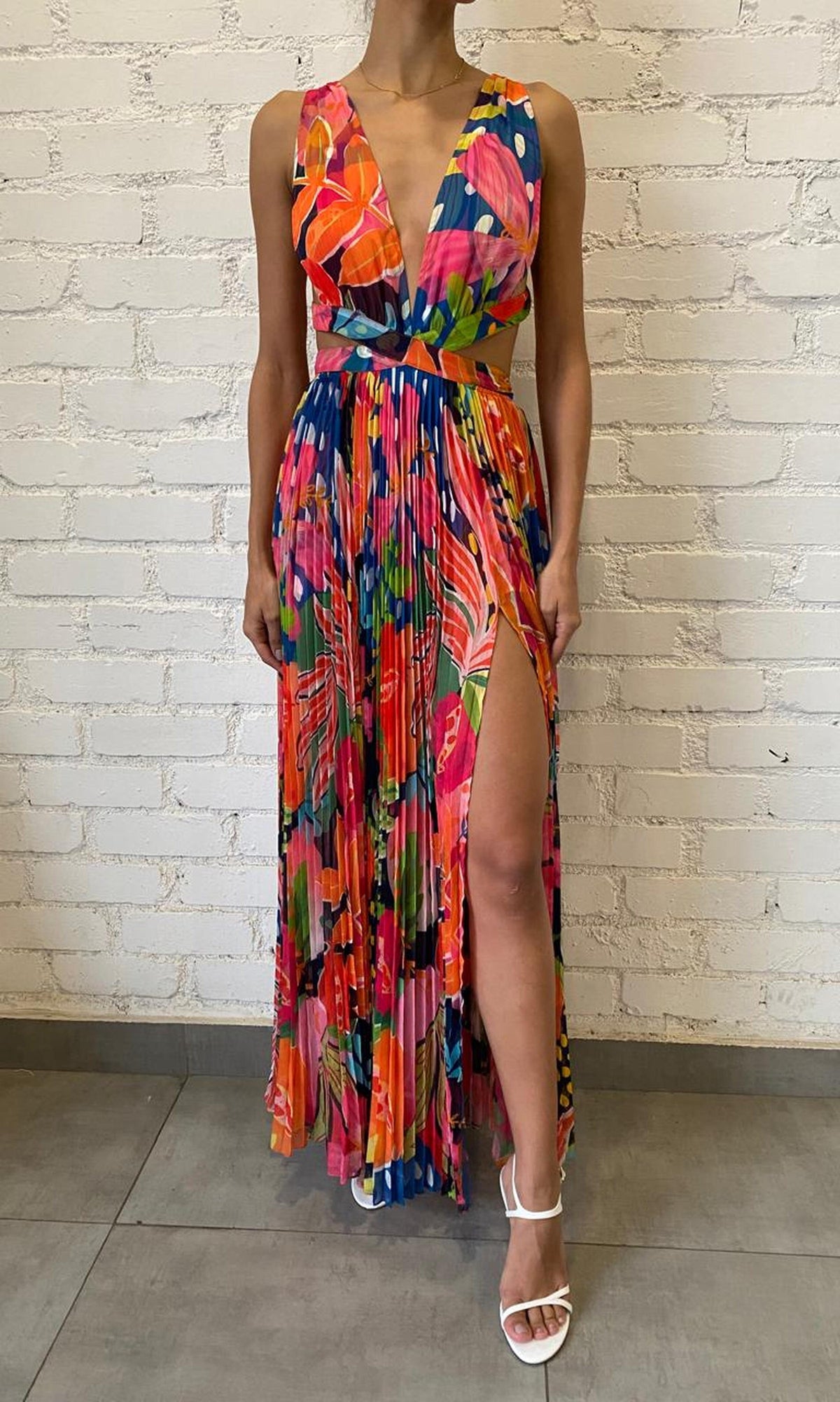 Womens | Inv Viscose Flat Chiffon Long Dress | Multi Print