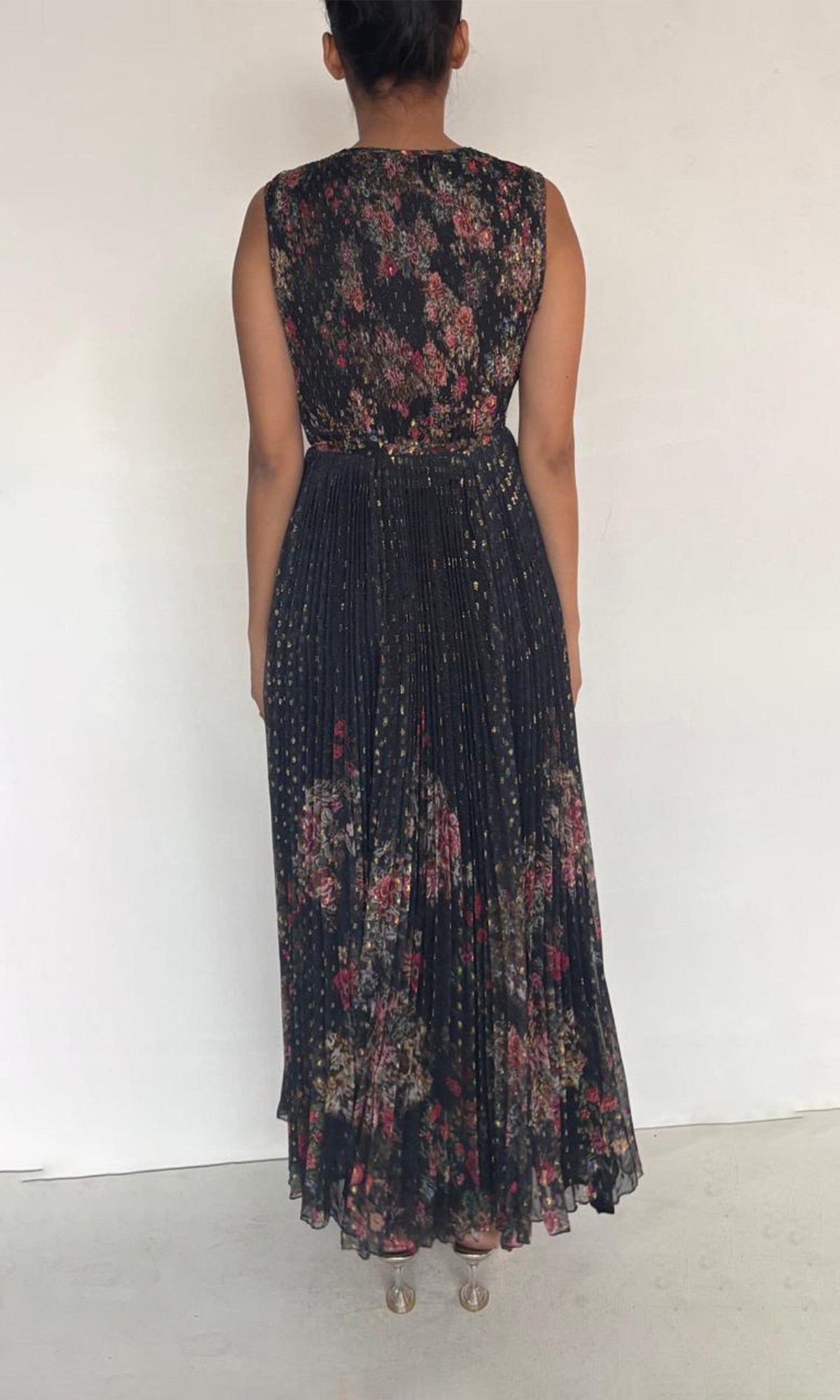 Womens | Inv Viscose Chiffon Long Dress | Black Multi