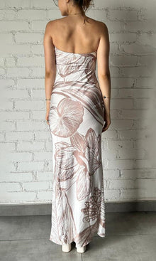 Womens | Inv Polyester Satin Long Dress | White/Beige