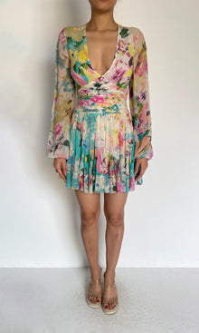 Womens | Inv Viscose Chiffon Short Dress | White Multi
