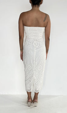Womens | Inv Cotton Schiffli Midi Dress | White
