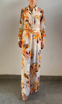 Rococo Sand | Jill Viscose Natural Crepe Crop Shirt | White Multi