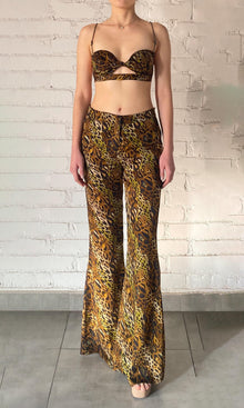 Womens | Kye Viscose Satin Bralette | Black Brown Multi