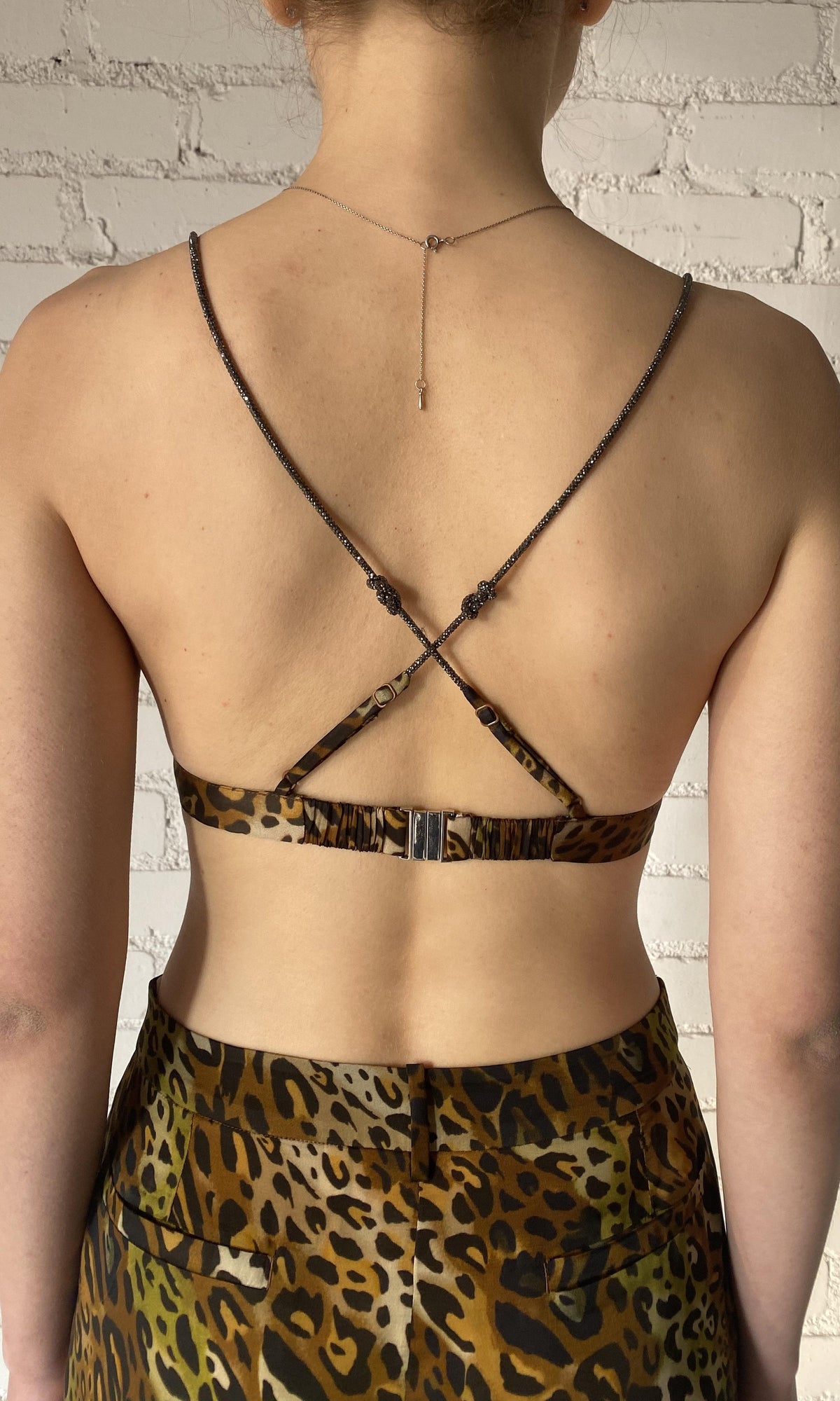 Womens | Kye Viscose Satin Bralette | Black Brown Multi