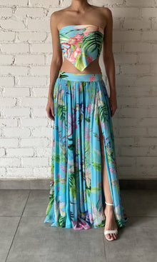 Rococo Sand | Loiss Viscose Chiffon Long Skirt | Turquoise