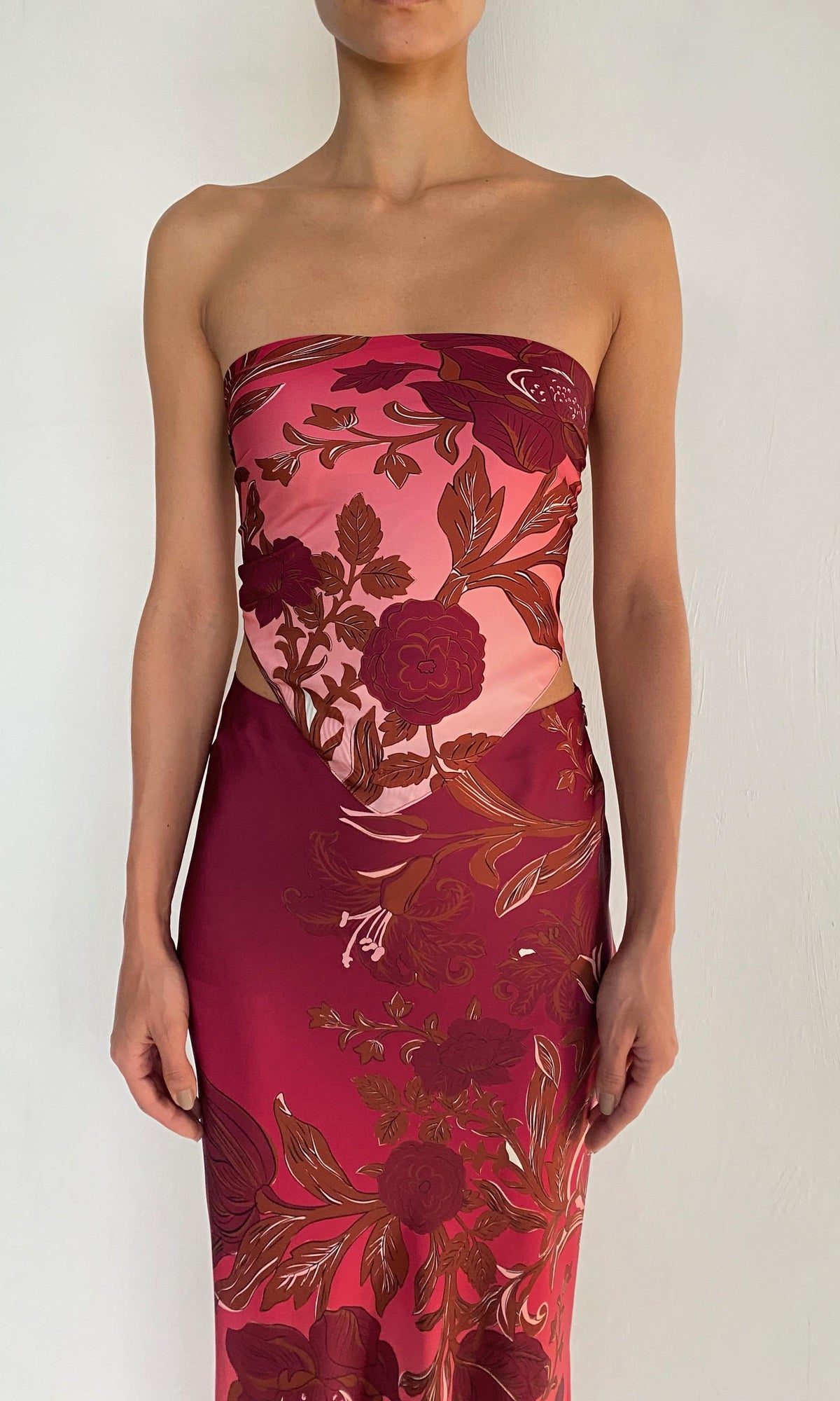 Womens | Maia Bemberg Cupro Satin Scarf Top | Burgundy