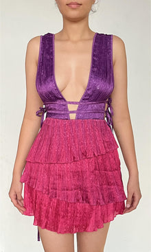 Womens | Paige Polyester Satin Short Dress | Pink Purple
