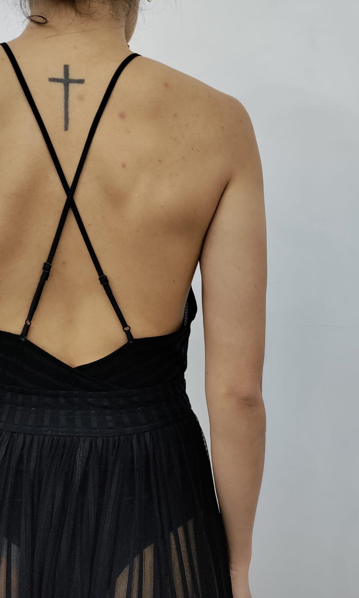 Womens | Plum Nylon Net Long Dress | Black