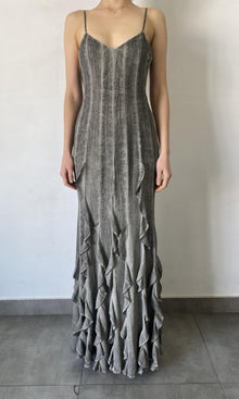 Womens | River Viscose Cotton Georgette Sleeveless Spaghetti-Strap Maxi Dress | Grey