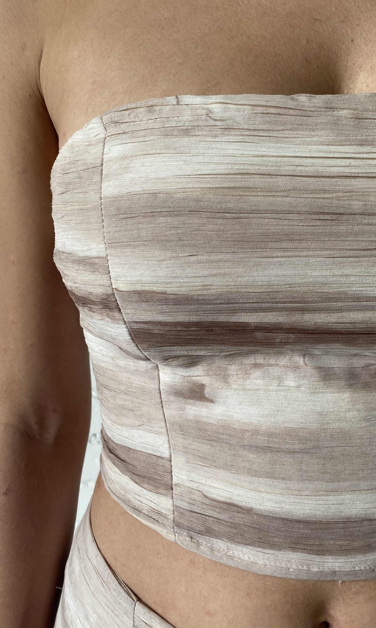 Womens | Ryan Viscose Crinkle Chiffon Ruched Top | Light Brown