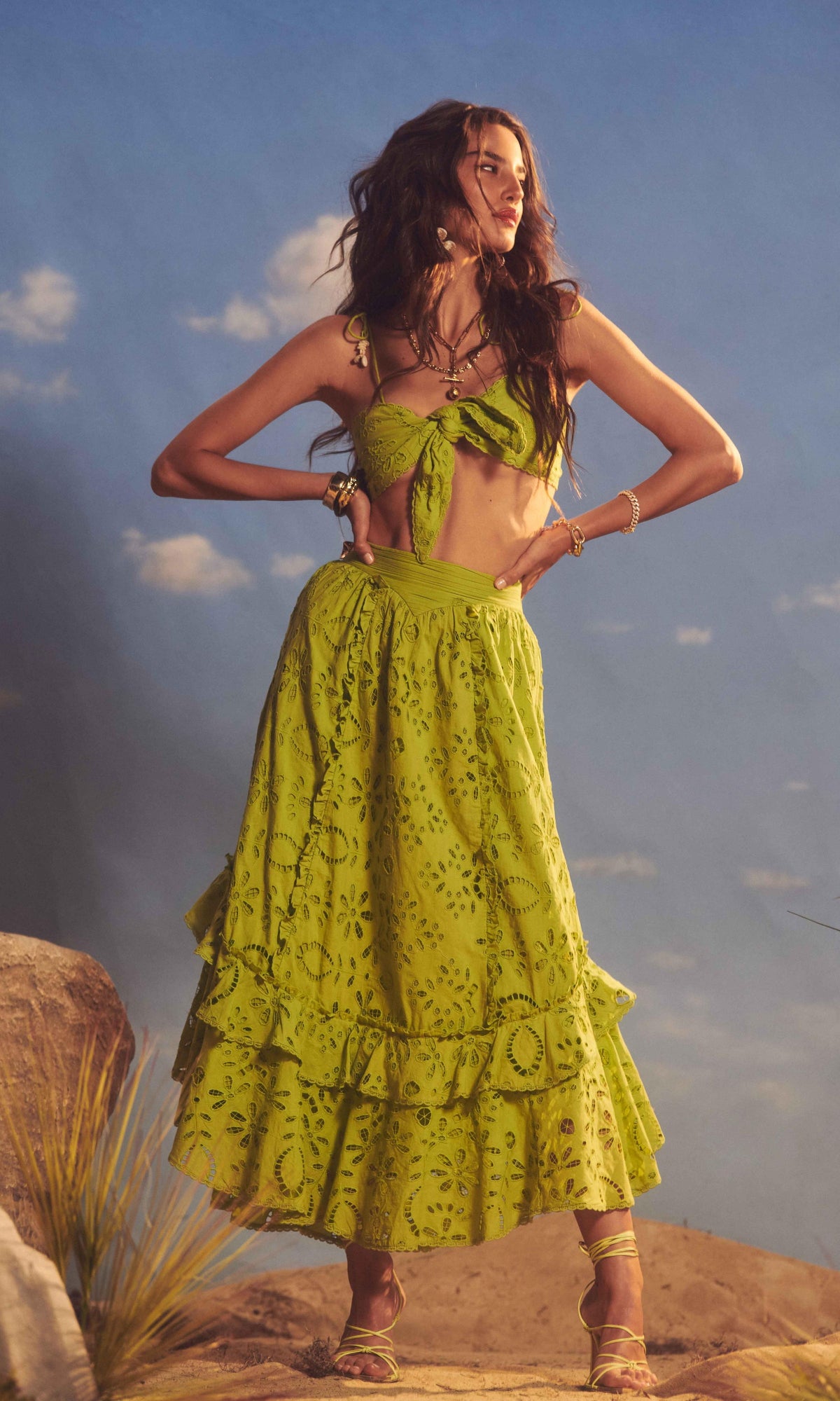 Womens | Sasha Cotton Schiffli Bandeau | Green