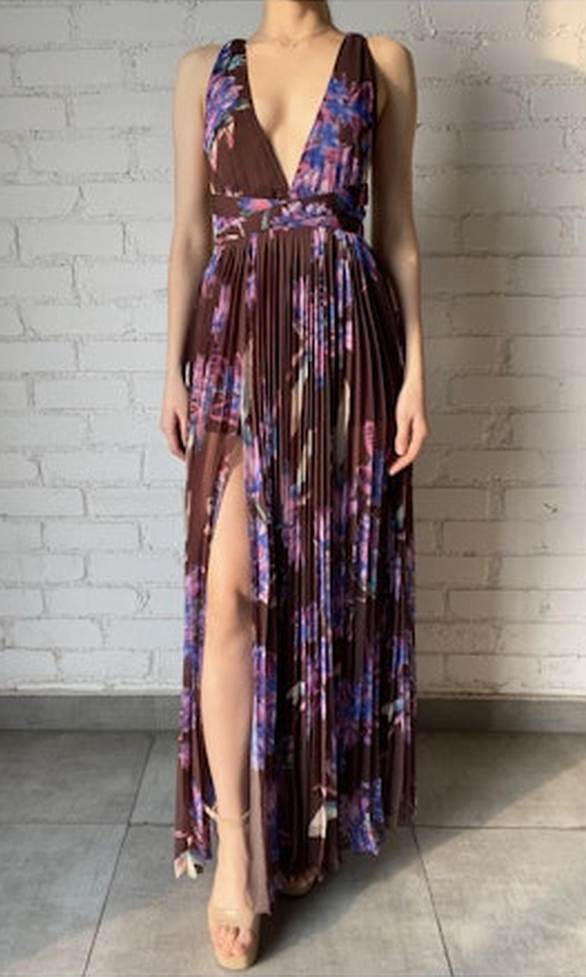 Womens | Shay Polyester Chiffon Long Dress | Multicolor