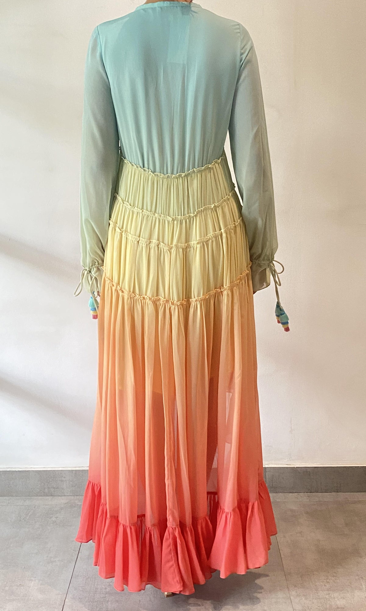 Womens | Zale Viscose Georgette Long Dress | Multicolour