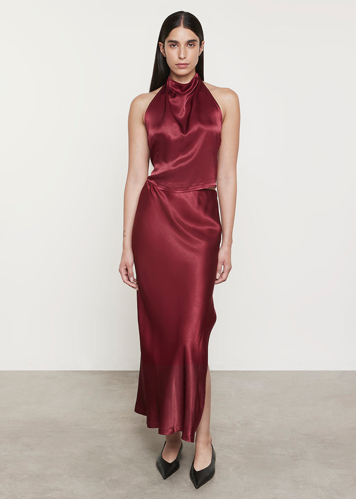 Satin Bias Skirt | Ruby