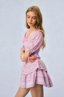 Ruffle Mini Heirloom Print Skirt | Hibiscus