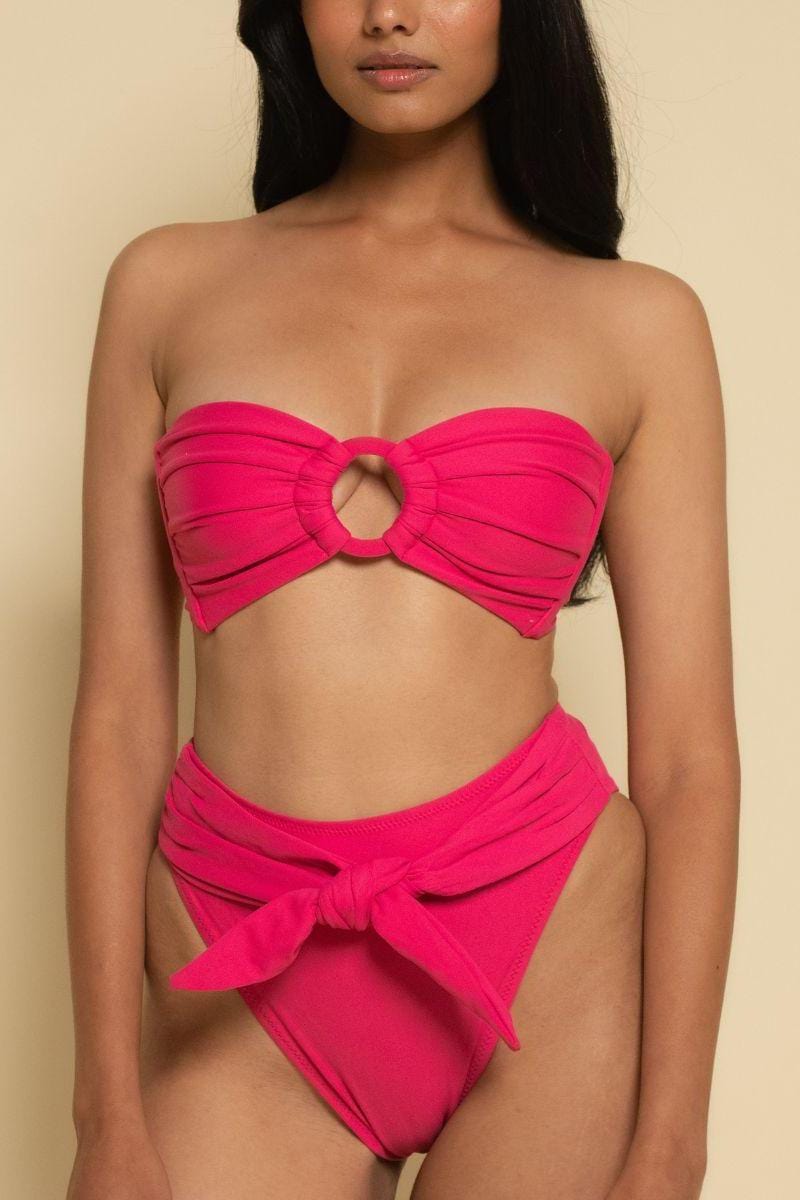 Tori Ties Bandeau Bikini Top | Raspberry
