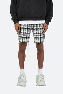 Raw Edge Shorts | Black/White