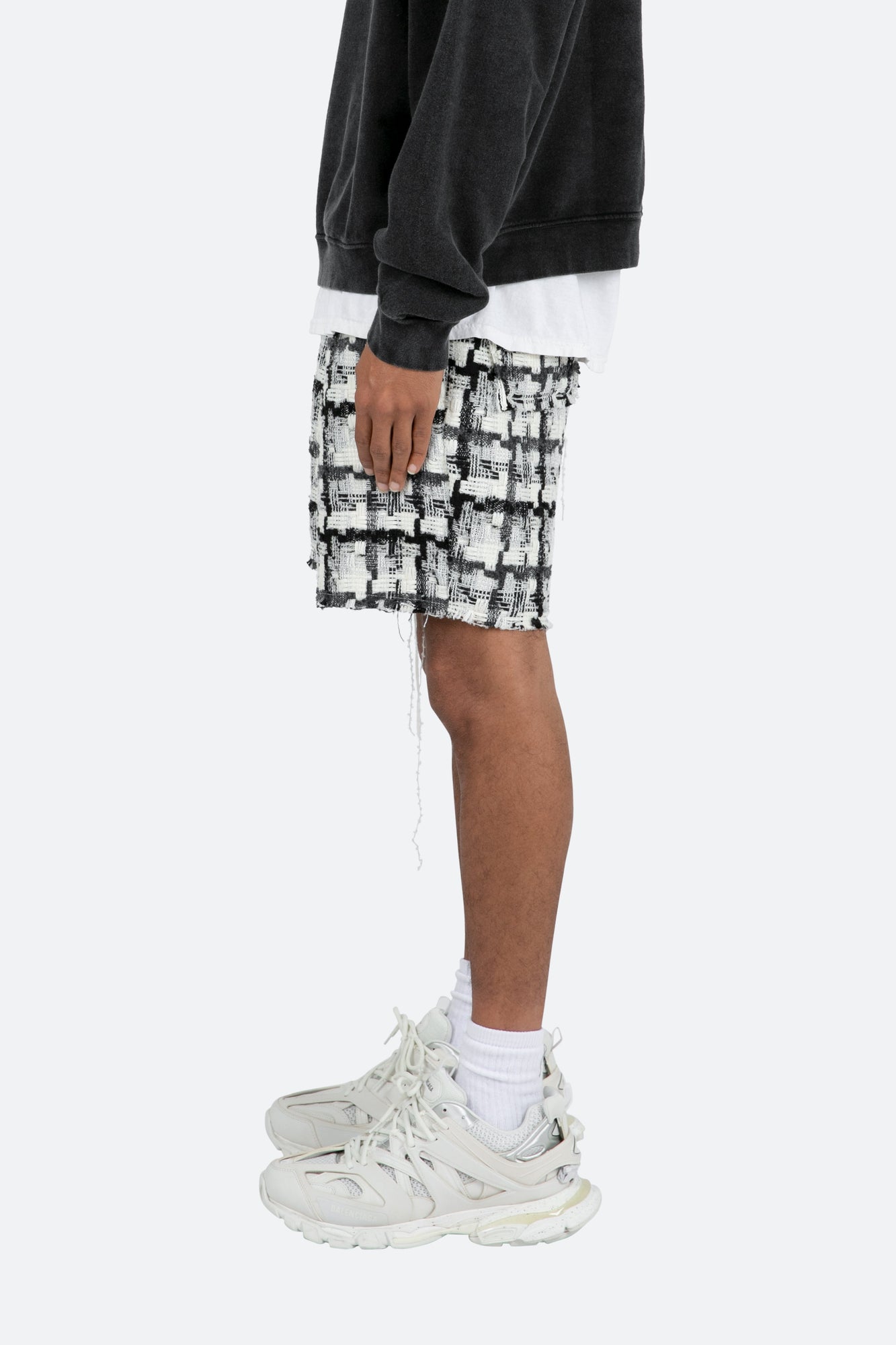Raw Edge Shorts | Black/White
