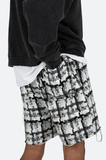 Raw Edge Shorts | Black/White