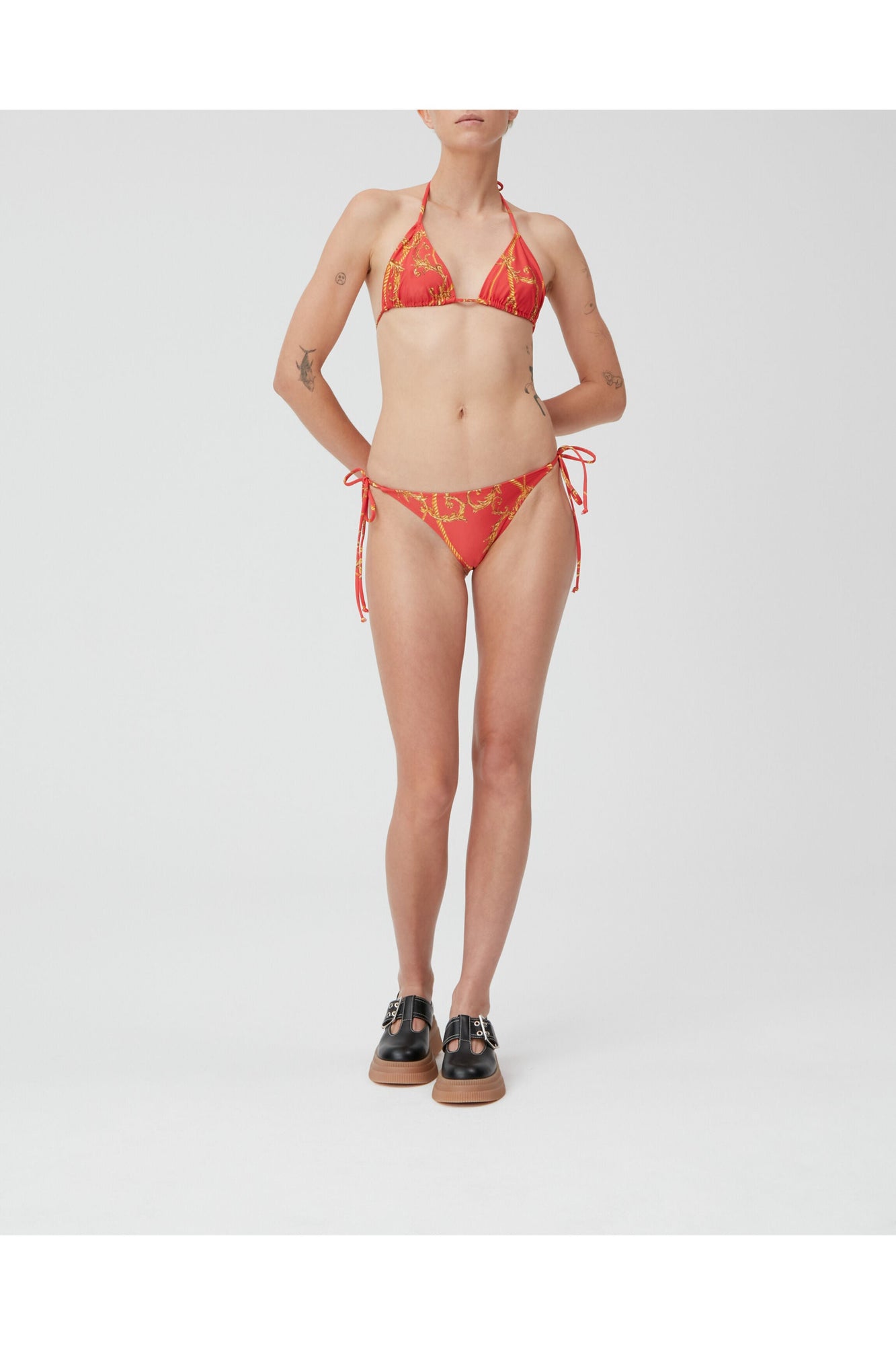 Recycled Printed String Bikini Top | High Risk Red