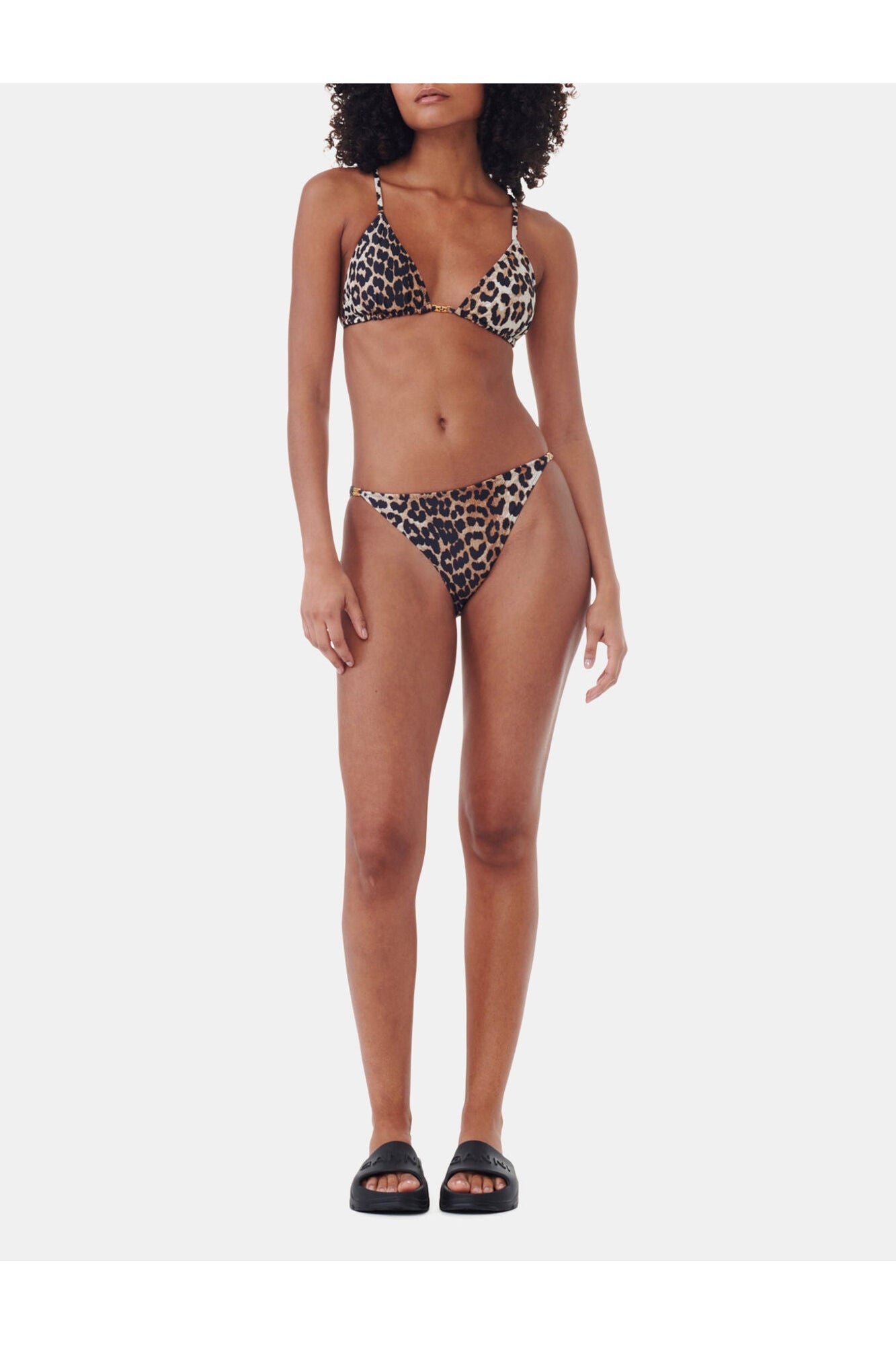 Recycled Printed String Bikini Top | Leopard