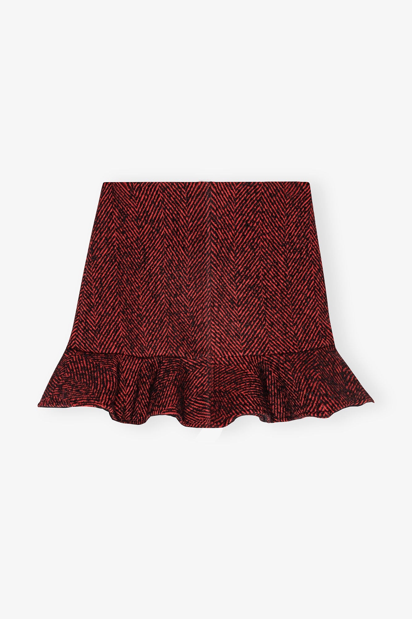 Red Herringbone Wool Mini Skirt | Winery