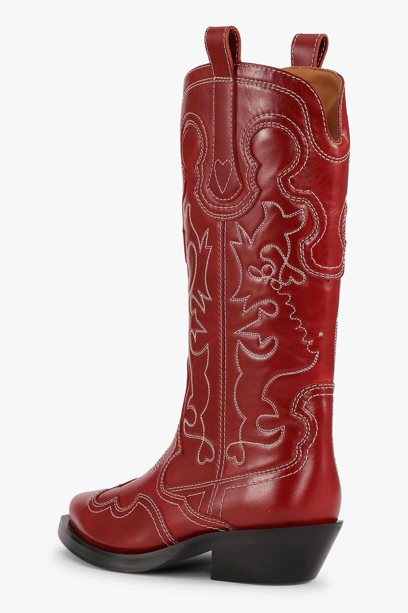 Red Mid Shaft Embroidered Western Boots | Barbados Cherry