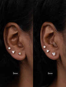 3mm Heart Stud Earrings | 5A Grade Cubic Zirconia | Silver Plated Brass
