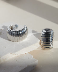 Remy Ridged Hoops | Silver