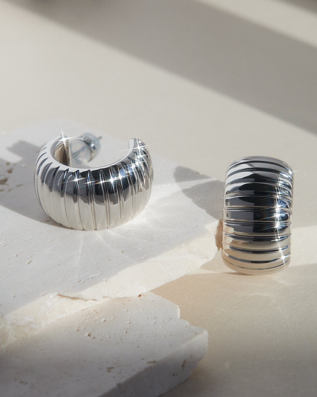 Remy Ridged Hoops | Silver