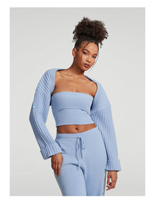 Ribbed Knit Shrug | Sky Blue