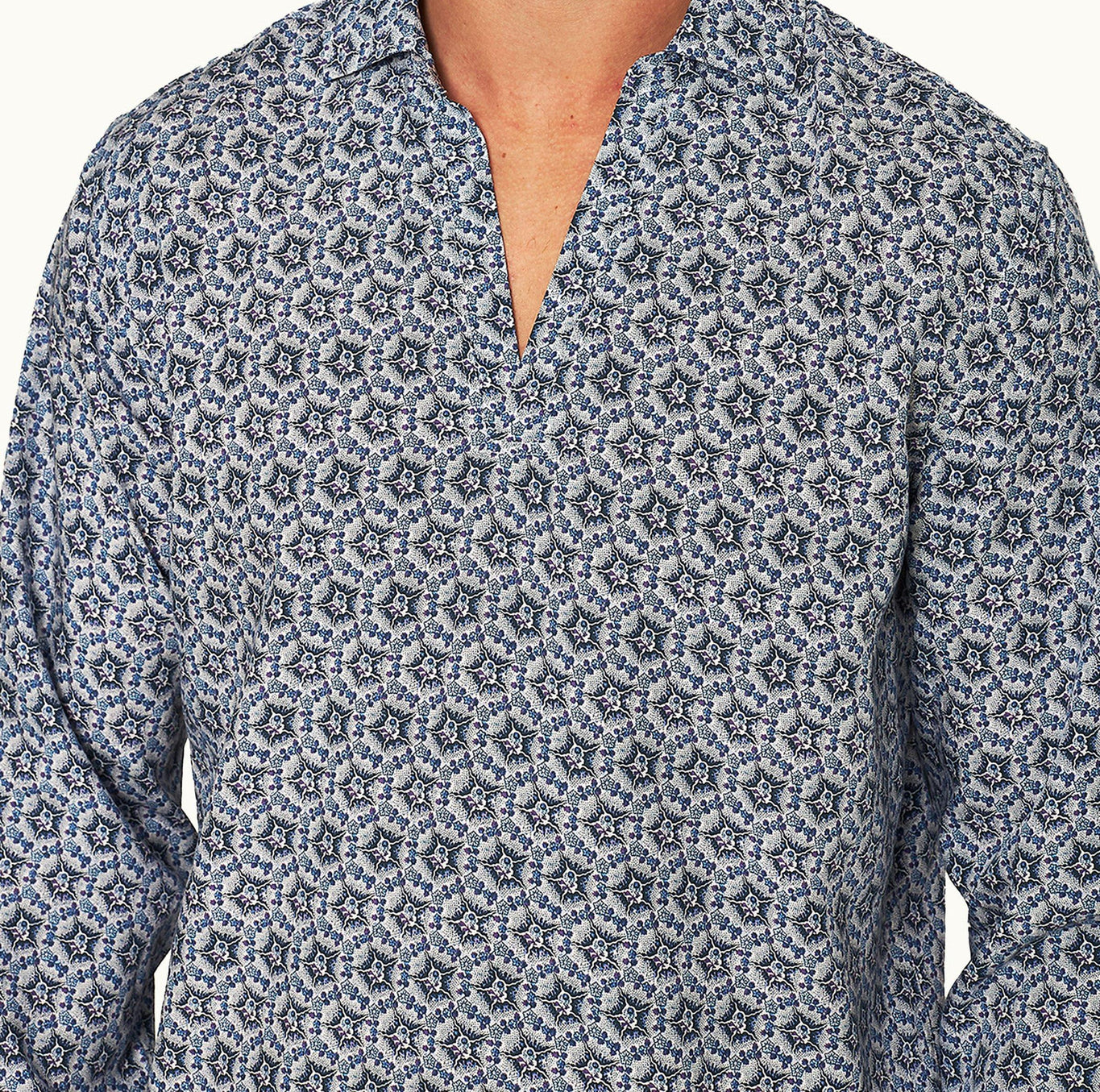 Ridley Roseate Print Relaxed Fit Overhead Shirt | Azul Blue