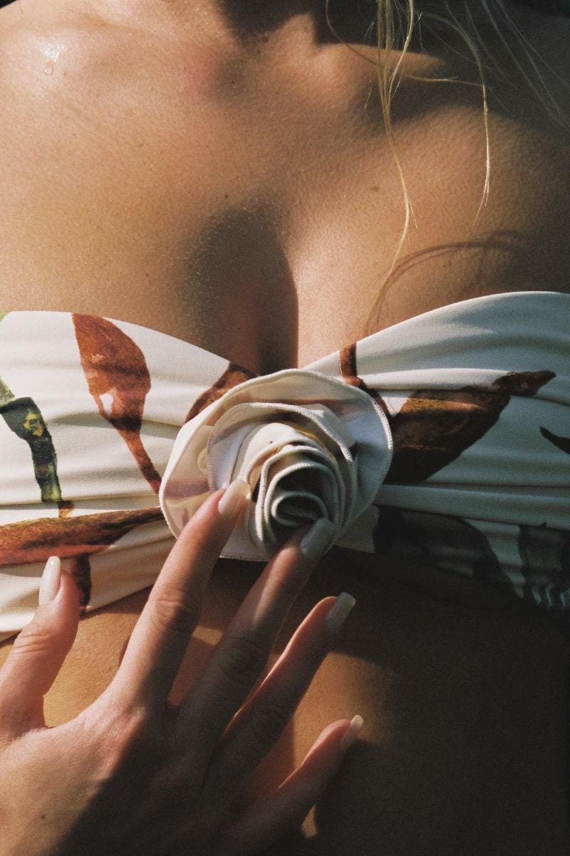 Xl Rosa Bandeau Bikini Top | Rooted Floral